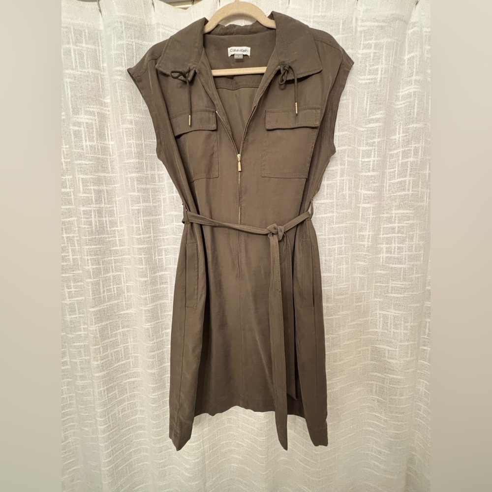 Calvin Klein Olive Green Dress with Belt